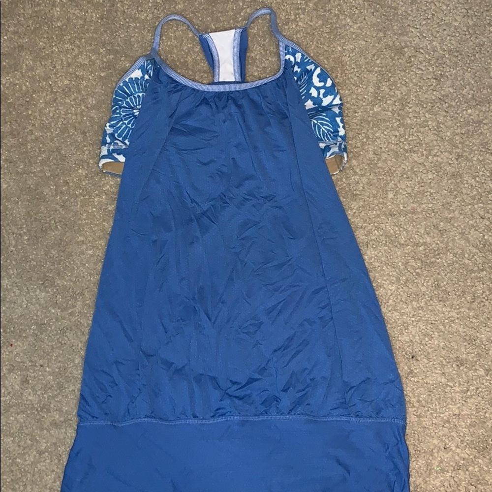 Blue LULU LEMON tank top with a built in bra.